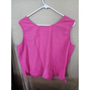 National Pink Cotton Sleeveless Shirt Blouse Women's Size XL